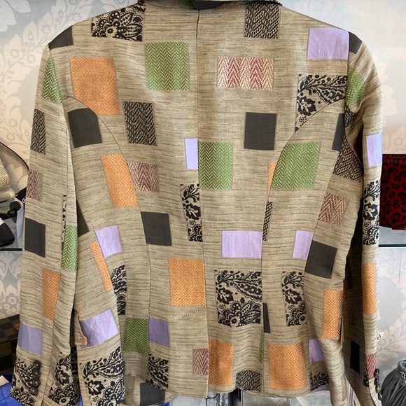 Etro Milano Tan Patchwork Silk Embroidered Jacket – Size 46 - Picture 8 of 8